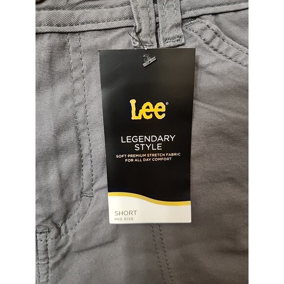 Lee Legendary Carpenter Shorts Womens 6 Gray Hammer Loop Cotton Stretch NEW - Picture 4 of 9